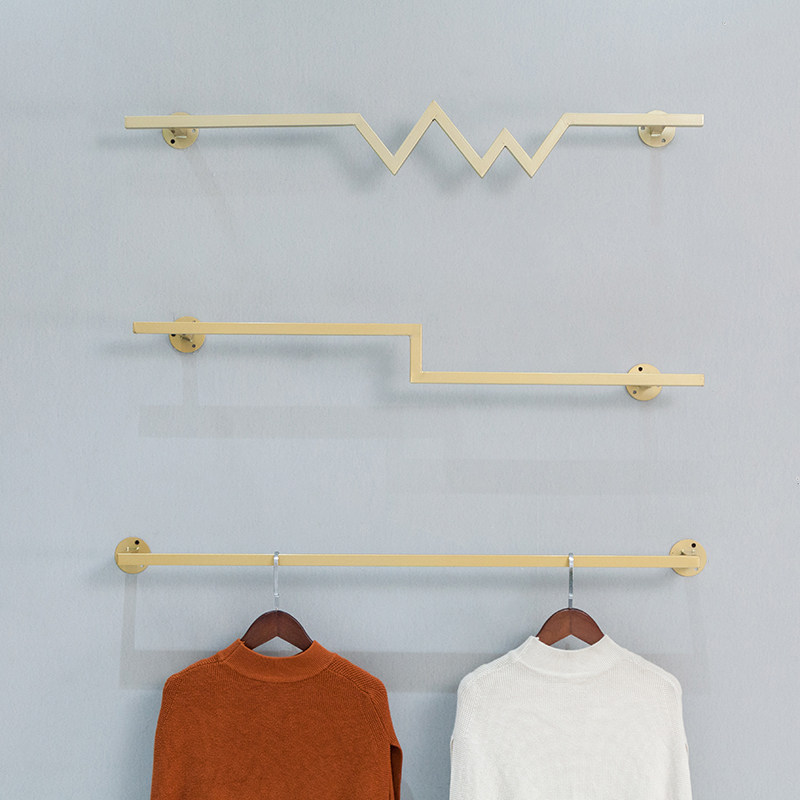 Nano gold clothing store display rack wall-mounted men's and women's clothing shelf hook is hanging point hanging on the wall hanger
