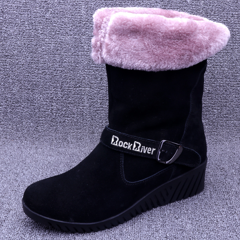 Original Single Winter Warm Snow Ground Boots Thick bottom Martin boots Genuine Leather Frosted High Cylinder Boots Women Boots Cotton Shoes