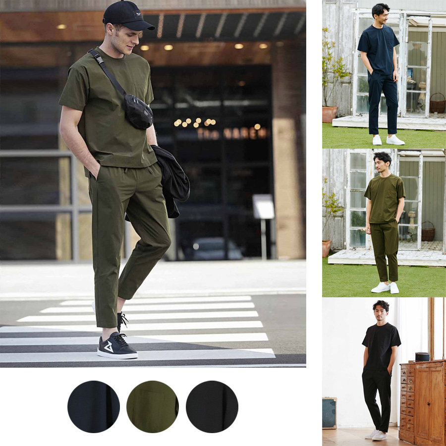 Functional outdoor four-dimensional stretch, breathable and quick-drying OVERSIZE off-shoulder loose silhouette T-shirt nine-point pants suit