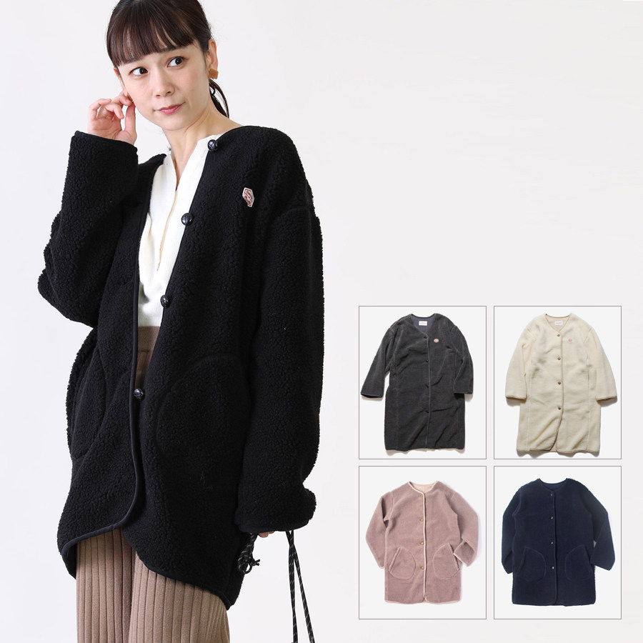 French tooling joint Note Warm Lamb Fleece OVERSIE Falling Shoulders Loose profile The long version of the cotton coat