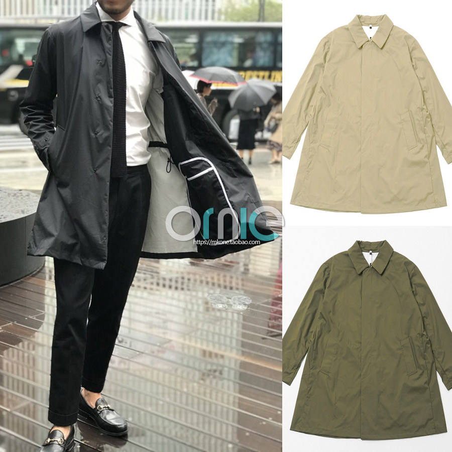 High-end boutique 58300 yen Functional waterproof folding storage square portable with medium and long version of single-breasted windbreaker