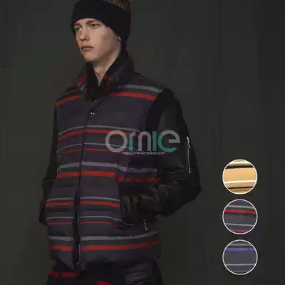 (11 11 Special Offer)UC Takahashi shield different material stitching horse leather sleeves Super slim stand-up collar waterproof down jacket