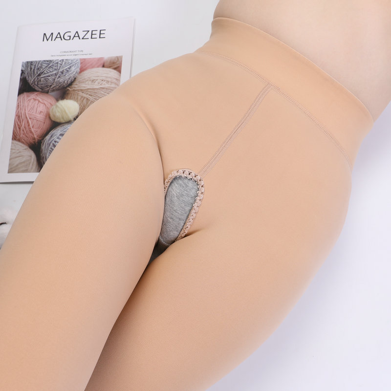 Mùa đông mở đáy pantyhose phụ nữ cộng với nhung cộng dày sexy thiết bị mở ra miễn phí pantyhose lớn mã mở lớp vớ người lớn.