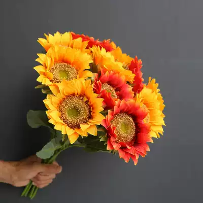 Single sunflower simulation flower fake flower dried flower bouquet sunflower living room home decoration decorative flower arrangement ornaments