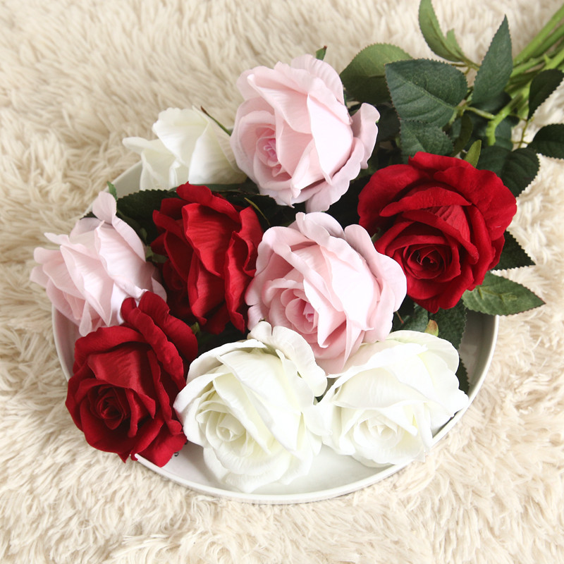 Jiehua single artificial rose fake flower home living room decoration flower table decoration silk flower fake flower decoration