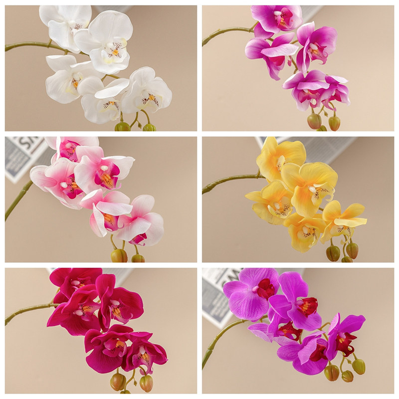High-end glue hands butterfly orchid simulation flower set home decoration flowery soft flower plug