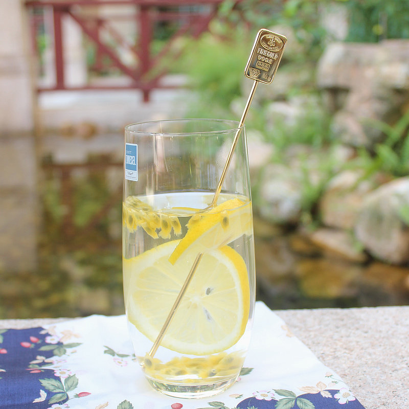 Japan Imports Stainless Steel Gold Plated Long Handle Stir Stick Creative BRICS Stirring Spoon Blend Wine Cocktail Stirring Stick