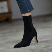 YCF thin boots female sockboots 2021 new Han - pair red single boots tip and heel boots