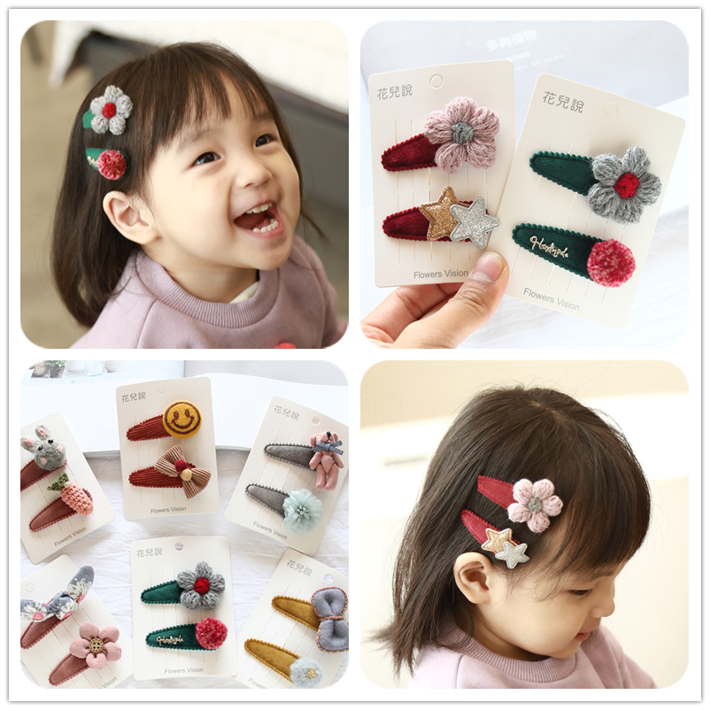 Handmade Bow Hoa BB Clip Năm mới Trẻ em Phụ kiện tóc Cô bé Kẹp tóc Cô bé Kẹp tóc Cô bé Đầu Trang sức dây buộc tóc lò xo