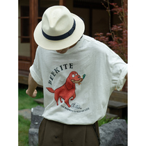 BEEKITE joint XILL Heavy Bamboo Festival cotton hunting dog Duck Printed T-shirt Day Ensemble Retro Loose American Comfort