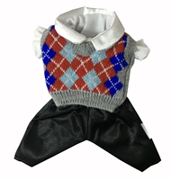 Серый красный и синий клетчатый свитер