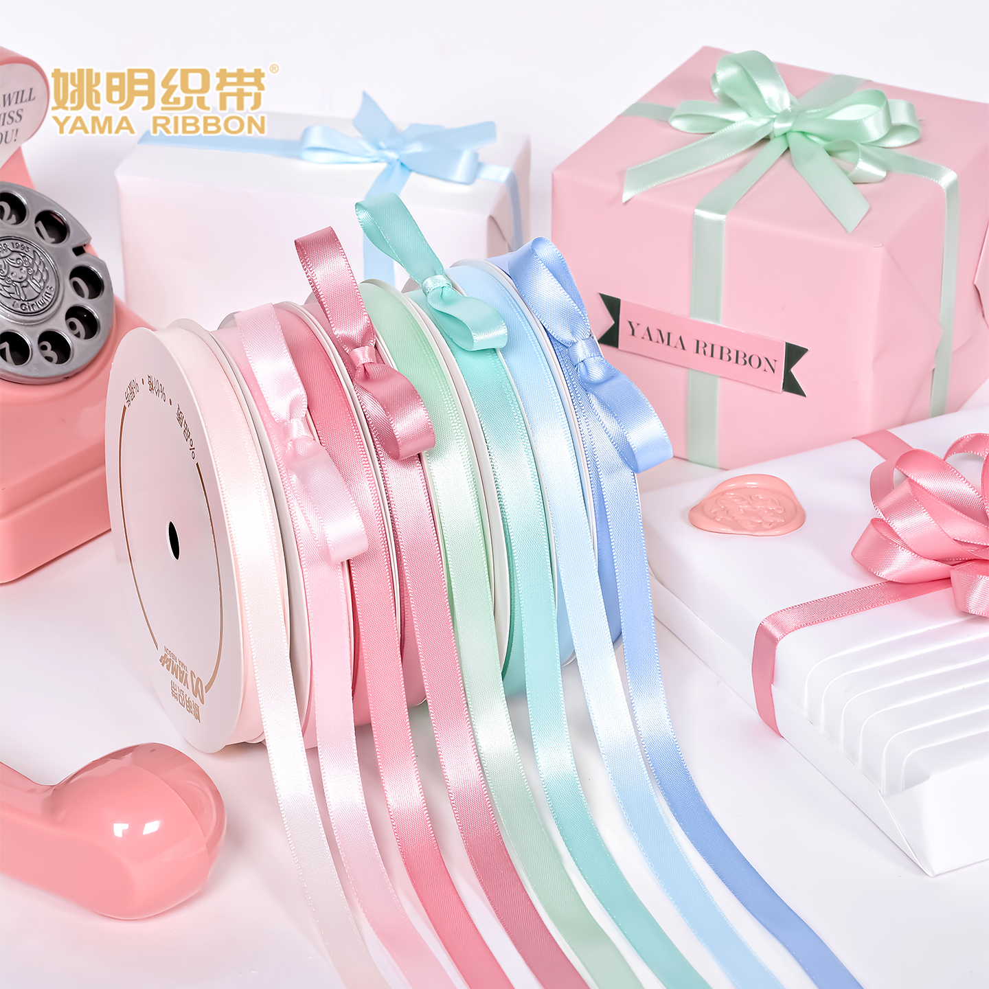 ヤオミンリボンカラードーパミンヘアアクセサリーリボン手作りDIYヘアロープ結ばれた髪編み込みリボンリボン