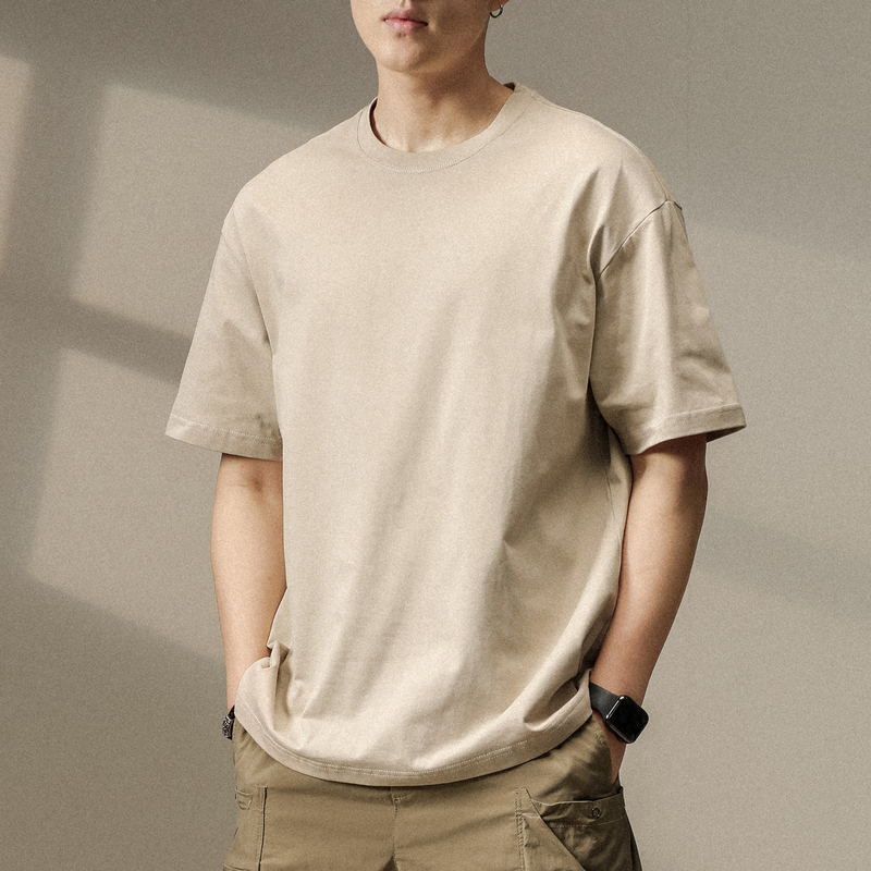 Basic Solid Color Short-Sleeve T-Shirt for Men, 260g Heavyweight Half-Sleeve Top, Loose Fit, Large Size, Commuter Base Shirt Basic Solid Color Short-Sleeve T-Shirt for Men, 260g Heavyweight Half-Sleeve Top, Loose Fit, Large Size, Commuter Base Shirt