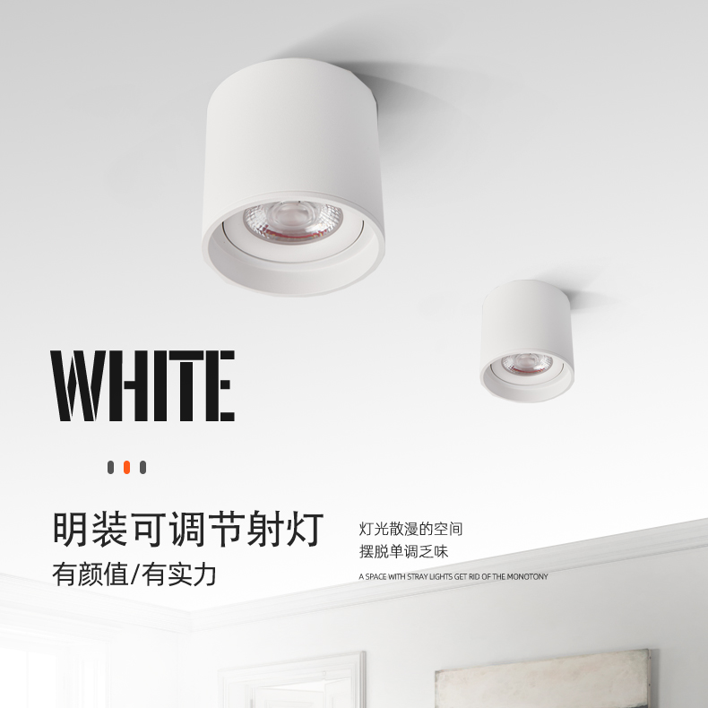 No suspended ceiling Surface mounted downlight Spotlight No main light ceiling High color rendering Imported cob chip adjustable angle