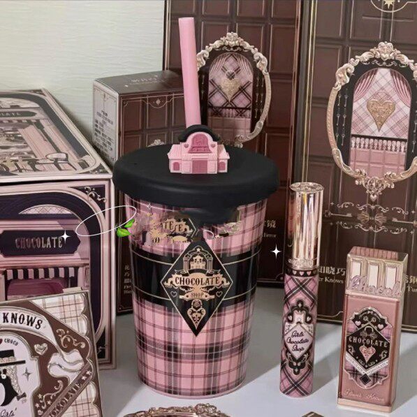 Flower Knows Water Cup Strawberry Heart Cold Water Cup Chocolate Stainless Steel Water Cup Sixth Anniversary Unicorn Glass Cup