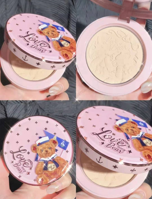 Flower Knows Teddy Bear Powder Oil-Control Setting Powder Long-Lasting Loose Powder Natural Concealer Touch-Up Cushion Waterproof Sweat-Resistant Powder
