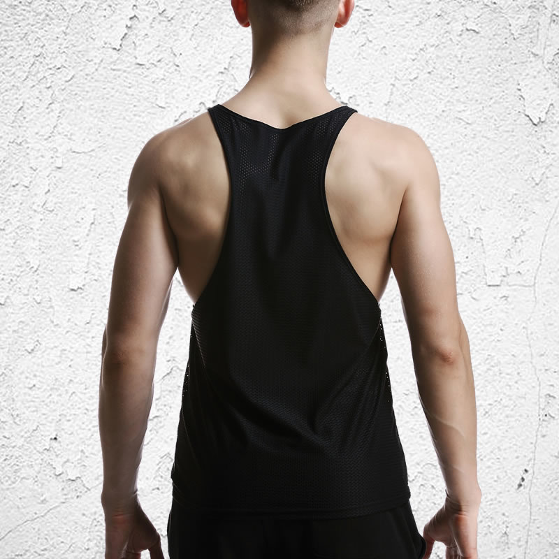Của nam giới thể dục khe lớn thể thao vest sexy lưới thoáng khí không tay hẹp vai rào cản đào tạo lưới mát