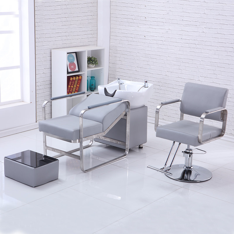 Haircut Shop Hair Washing Bed Hair Salon Special Shampoo Bed Washing chair Stainless Steel Flush Bed Ceramic Basin Beauty Salon