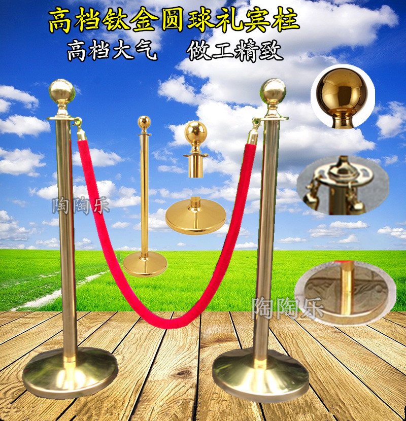 High-grade stainless steel lanyard railing seat one meter line guardrail fence telescopic isolation with titanium gold welcome post