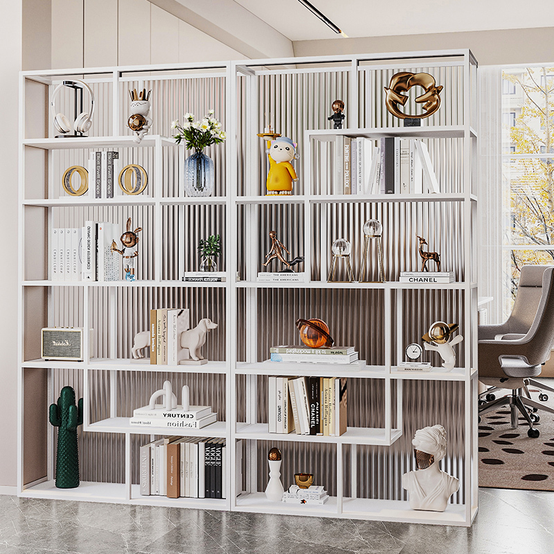 Hotel Decorative Screen Partition Cabinet, Installation-Free Entryway Foyer Changhong Glass Display Rack, Office Partition Wall