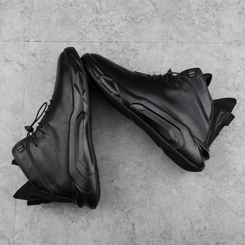 New 2022 springtime Martin boots Men's black single shoe mid-cylinder short boot male genuine leather Inron craze shoes Overalls boot man