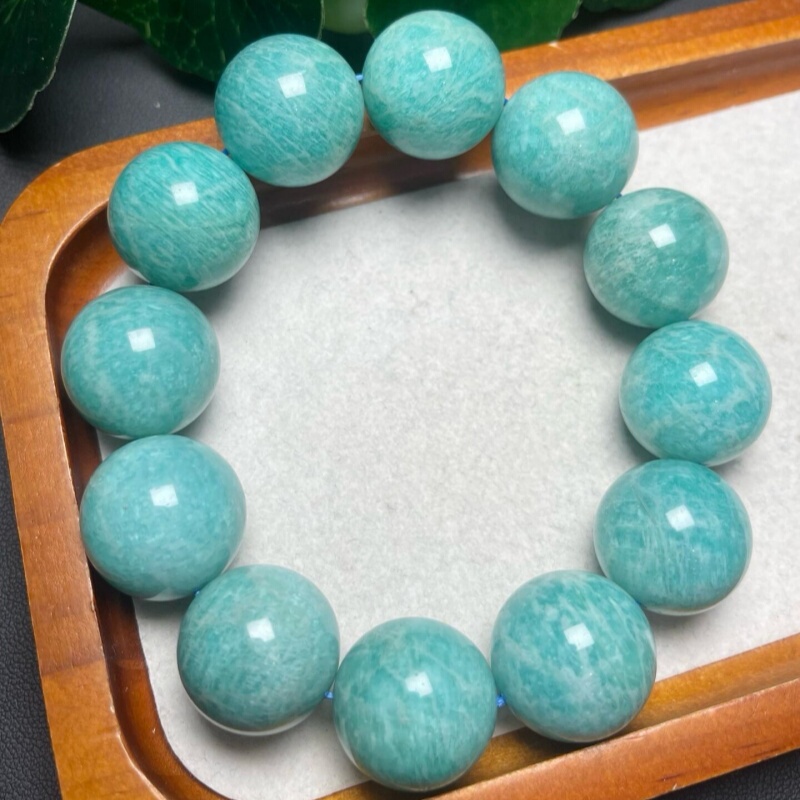 Natural Old Mine Amazonian Amazonite Single-Circle Bracelet with Large Beads and White Veins, Unisex Vintage Blue-Green Gift Jewelry Natural Old Mine Amazonian Amazonite Single-Circle Bracelet with Large Beads and White Veins, Unisex Vintage Blue-Green Gift Jewelry