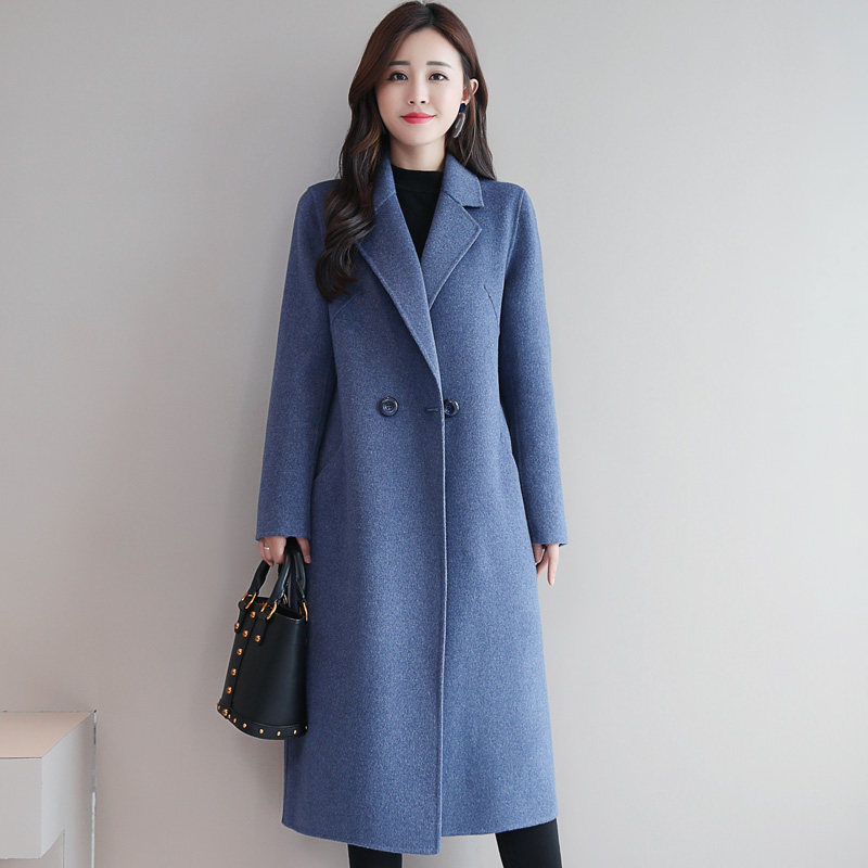 High-end double-sided cashmere coat girl autumn and winter new medium-long temperament suit and coat of clothes