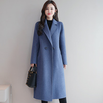 High end bifacial cashmere big coat female autumn winter new medium long style Temperament Sweatshirt With Great Coat Fur Coats