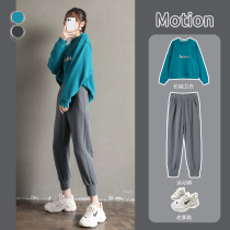 Gray sweatpants women loose drawstring ins tide wei pants spring and autumn 2021 new thin all-match casual pants children