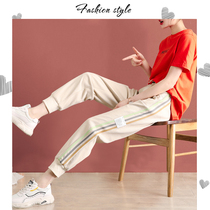 Drawstring sports pants womens 2021 spring new fashion ins small loose harem pants thin casual pants