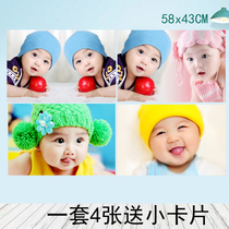 Beautiful cute painting baby poster baby baby painting doll painting fetal education poster Twin Dragon and Phoenix wall painting film L03