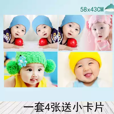 Beautiful cute painting baby poster baby baby painting doll painting fetal education poster Twin Dragon and Phoenix wall painting film L03