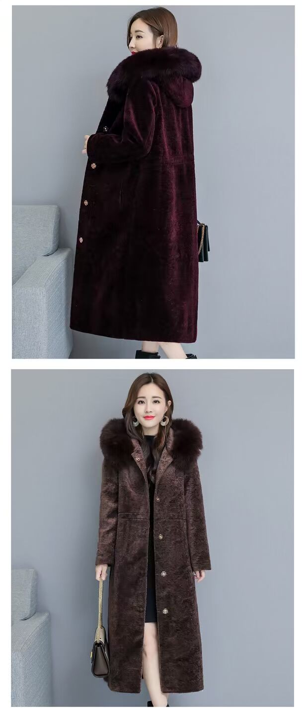 Mùa đông 2018 mới Hained fox lông trùm đầu áo khoác lông lỏng lẻo lông cừu cắt lông nữ dài áo dạ ép lông cừu dáng ngắn