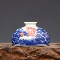 Qing Kangxi blue and white glaze Red Sea water fish pattern water glass antique porcelain antique antique porcelain collection