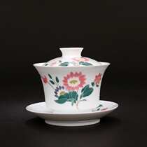 70-80 years Jingdezhen state-owned factory goods under glaze chrysanthemum three Cai Bowl Cup Tea Cup 7501 porcelain