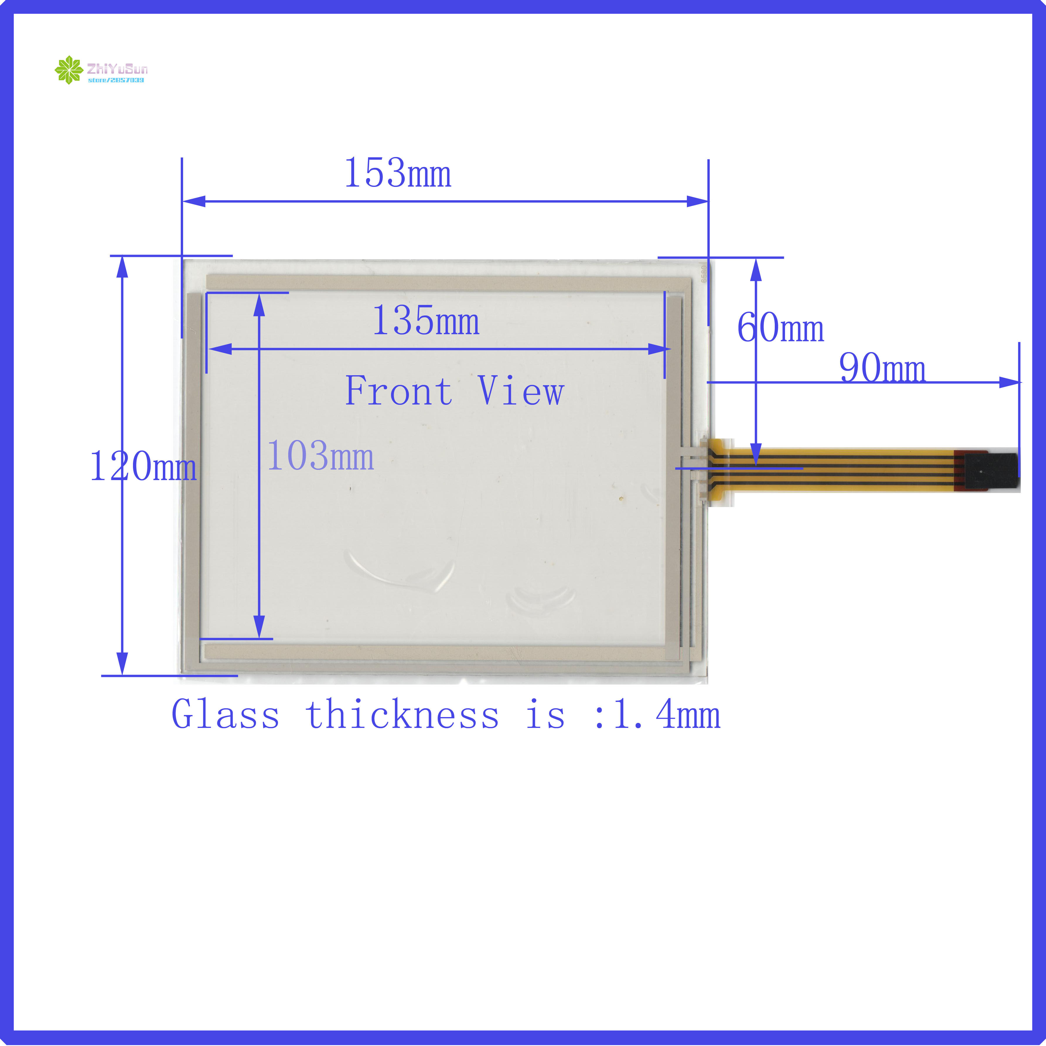 6 4 inch industrial control touch handwriting external screen glass 2 54 pitch 153*120mm good quality and high sensitivity