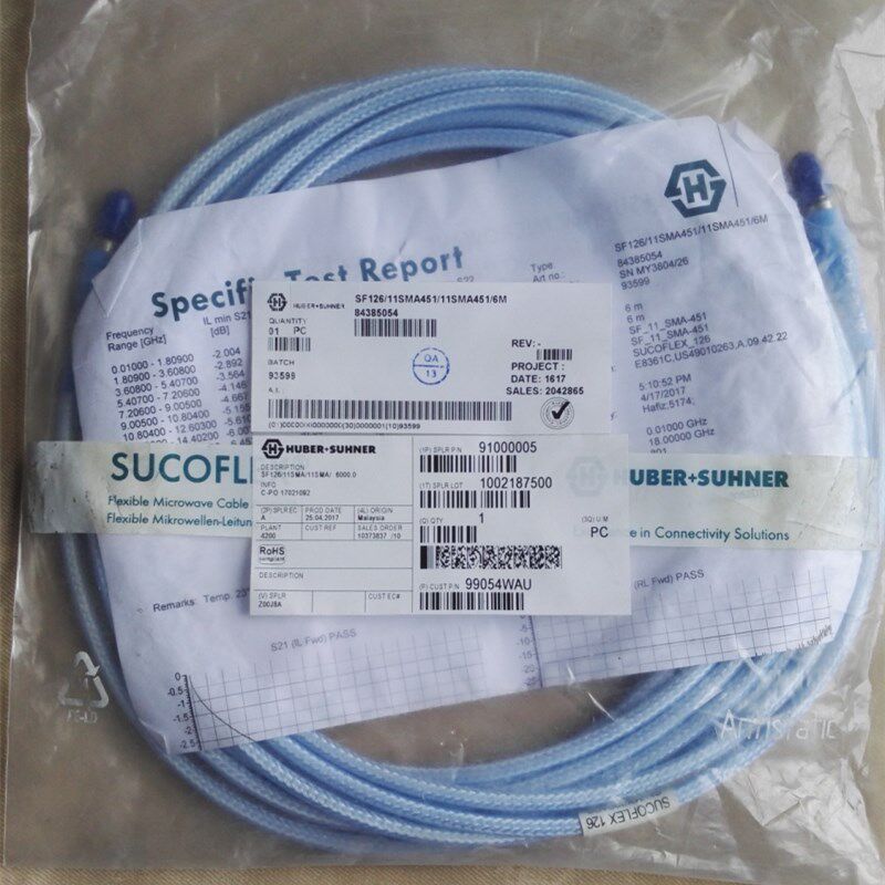 Huber+Suhner同轴线缆 sf126/11sma451/11sma451/6m 18G测试电缆