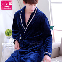 Bathrobes mens pajamas for couples home clothes pajamas home clothes robes padded flannel coral velvet autumn and winter long sleeves