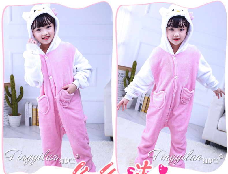 Mèo con ngọt ngào Xiêm phim hoạt hình đồ ngủ bé trai và bé gái bé lớn dễ thương dịch vụ nhà san hô lông cừu flannel đồ lót nam cao cấp