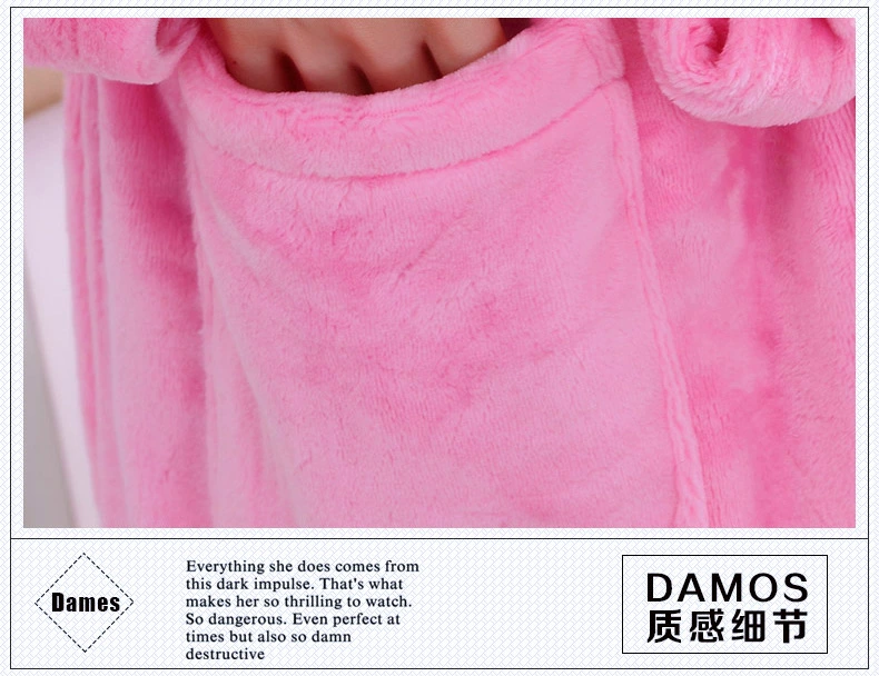 Áo choàng tắm nữ dày flannel áo choàng mùa thu và mùa đông dài tay mùa thu và mùa đông san hô lông cừu đồ ngủ dễ thương màu hồng rắn pijama nam