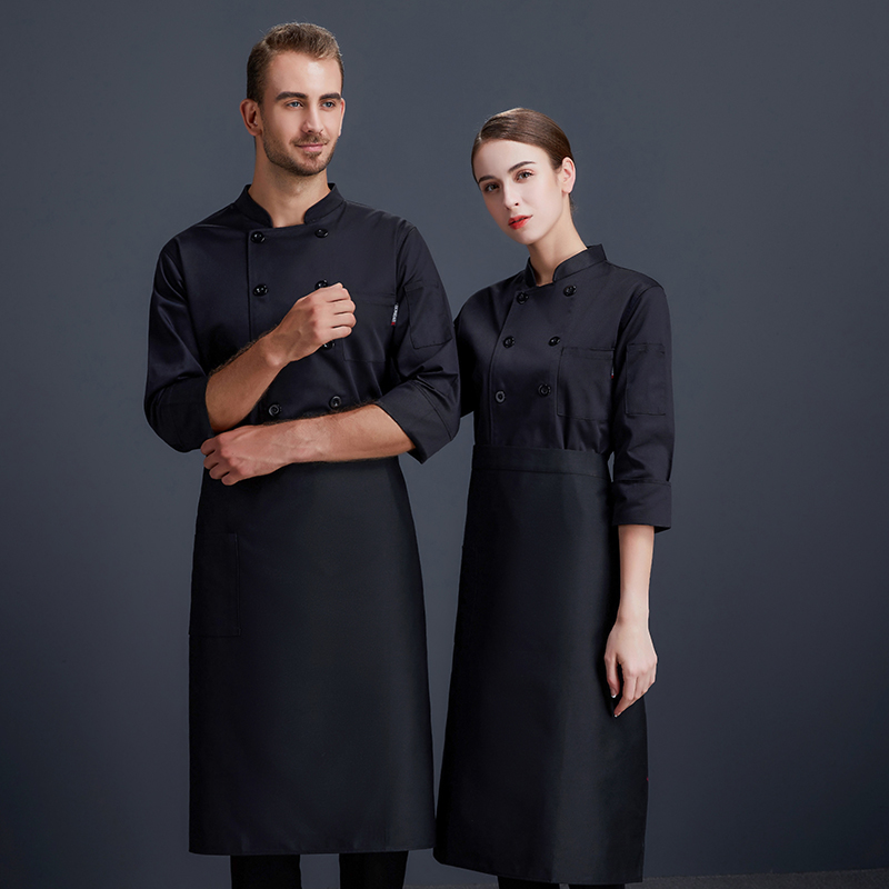 Hotel chef clothes long-sleeved autumn and winter clothes to increase catering chef clothes men's custom breathable kitchen clothes women