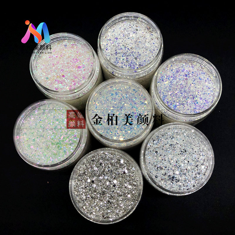 HM new PET brilliant shallot powder drip glue process flash powder super flash powder nail seven color powder
