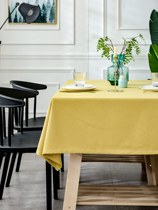 Khăn trải bàn Trung Quốc Phong cách bàn ăn Trung Quốc cờ vàng vải chanh vàng rắn màu đơn giản nhung bông và khăn trải bàn trà vải - Khăn trải bàn