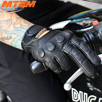 Retro locomotive Harley motorcycle rider riding cowhide touch screen anti-Fall men and women Dennis winter warm gloves