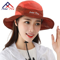 Polar fire outdoor large along the sun hat womens spring and summer sunscreen hat Riding travel contrast color face protection wild fisherman hat