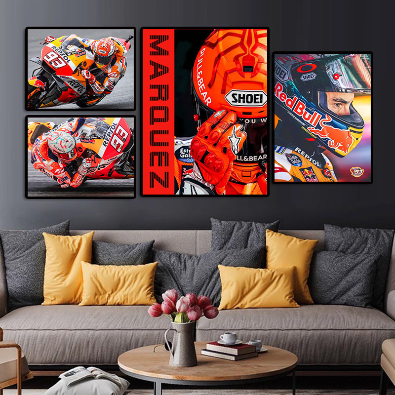 Marquez Decorative Painting, Rossi Motorcycle Racing Large-Displacement Street Bike Wall Art, Fan Gift