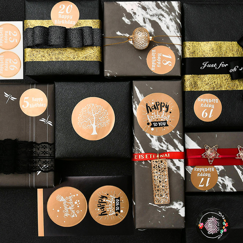 Round Birthday Thanks To Stickers Gift Gift Boxes Adhesive Closure Sticker DIY Decorative Creative Sticker-Taobao