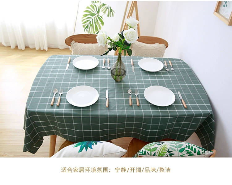 Nâu xanh màu xanh đậm kẻ sọc khăn trải bàn cotton linen nghệ thuật dày bảng vải bìa hiện đại đơn giản Châu Âu