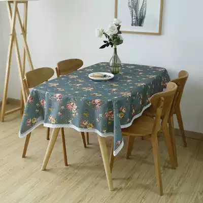 Floral tablecloth pastoral lace fresh rectangular thick polyester tassel European Mediterranean table cloth cover
