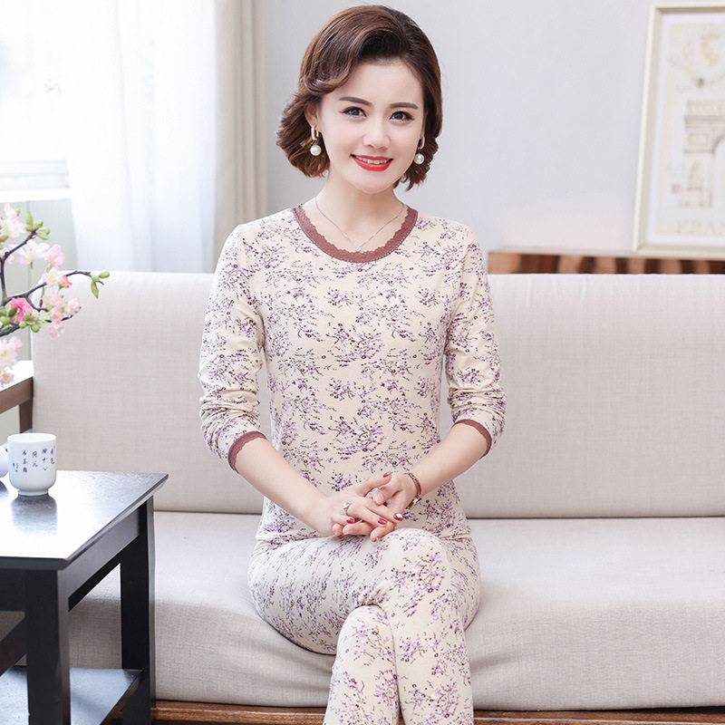 New middle-aged old people autumn sweater lady warm underwear houseclothesPajamas set